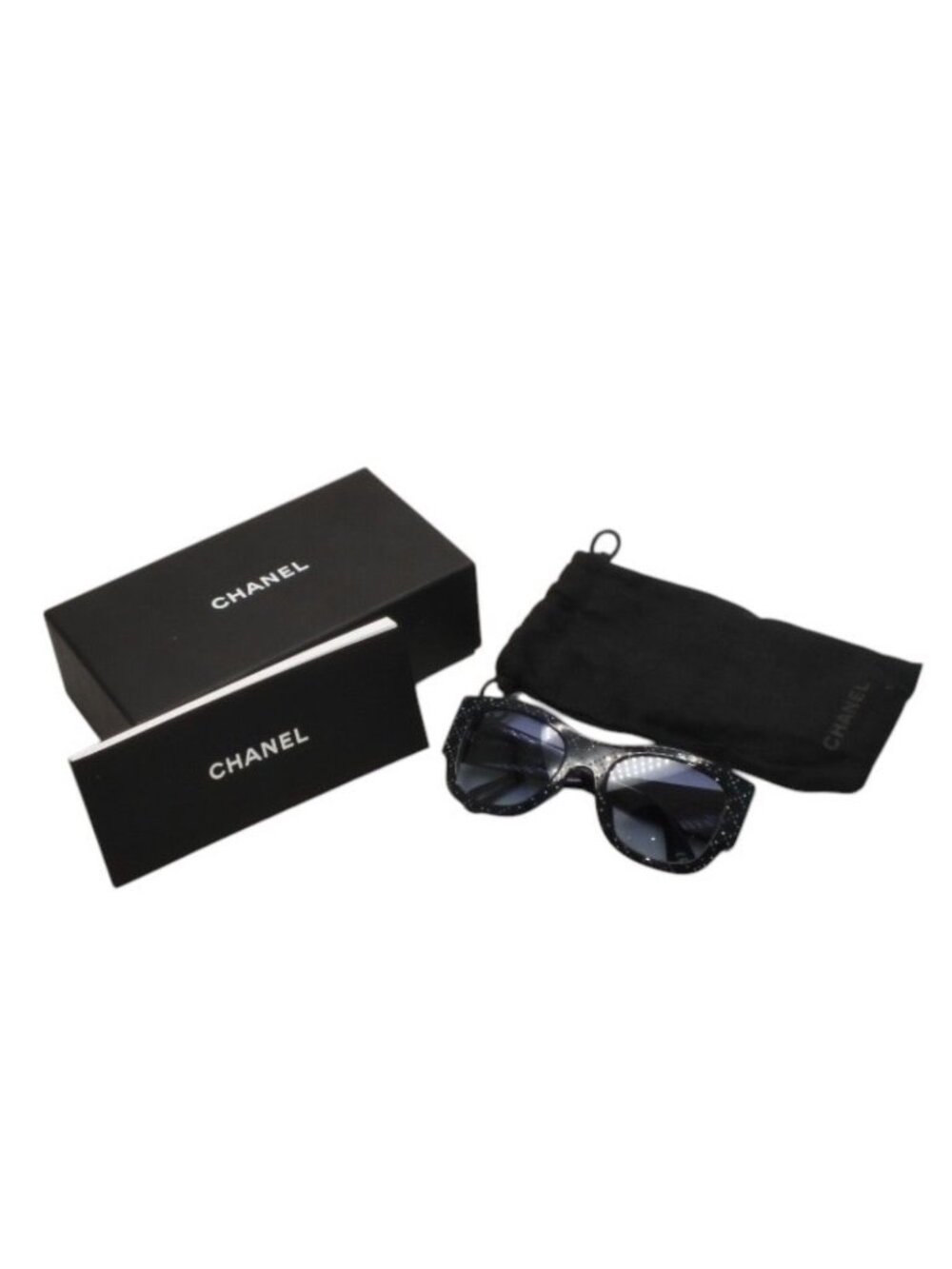 Chanel Sunglasses Eyewear CC Logo Rhinestone Navy